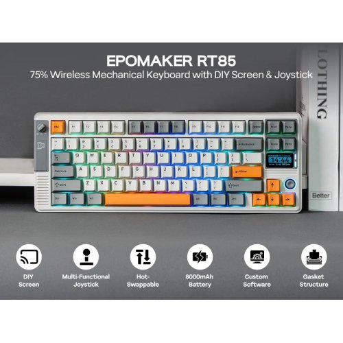 Клавіатура EPOMAKER RT85 RGB Mechanical Wisteria V2 Linear Switch Wireless (RT85-WG-WL2-UA) White/Grey купити в Україні: Київ, Львів, Хмельницький, Тернопіль, Івано-Франківськ | Низька ціна, відгуки, характеристики від TELEMART фото