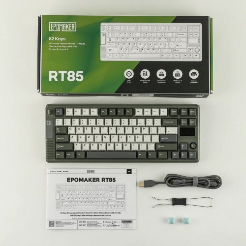 Клавіатура EPOMAKER RT85 RGB Mechanical CreamyJade Switch Wireless (RT85-GW-CJ-UA) Green/White купити в Україні: Київ, Львів, Хмельницький, Тернопіль, Івано-Франківськ | Низька ціна, відгуки, характеристики від TELEMART фото