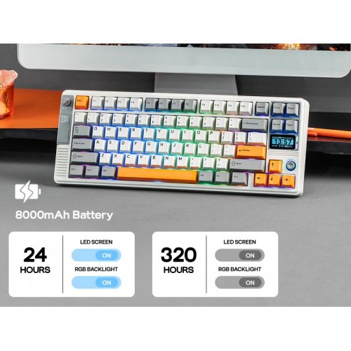 Клавіатура EPOMAKER RT85 RGB Mechanical CreamyJade Switch Wireless (RT85-GW-CJ-UA) Green/White купити в Україні: Київ, Львів, Хмельницький, Тернопіль, Івано-Франківськ | Низька ціна, відгуки, характеристики від TELEMART фото