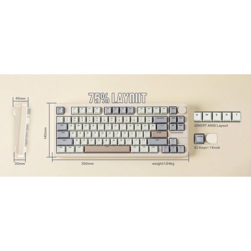 Клавіатура EPOMAKER GALAXY70 RGB Mechanical HUANO Blossom Odyssey Switch Wireless (GALAXY70-G-BO-UA) Grey купити в Україні: Київ, Львів, Хмельницький, Тернопіль, Івано-Франківськ | Низька ціна, відгуки, характеристики від TELEMART фото