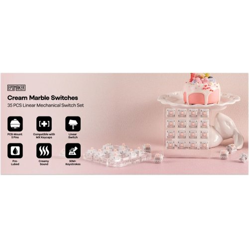 Набір перемикачів для клавіатури EPOMAKER Cream Marble Linear Switch Set 5 Pin 35pcs купити в Україні: Київ, Львів, Хмельницький, Тернопіль, Івано-Франківськ | Низька ціна, відгуки, характеристики від TELEMART фото