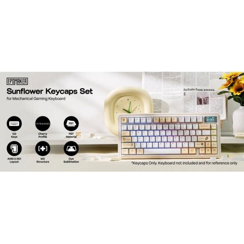 Набір кейкапів EPOMAKER Sunflower Set 133pcs Yellow купити в Україні: Київ, Львів, Хмельницький, Тернопіль, Івано-Франківськ | Низька ціна, відгуки, характеристики від TELEMART фото