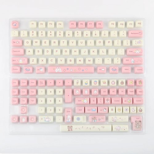 Набір кейкапів EPOMAKER Cream Bunny Set 141pcs White/Pink купити в Україні: Київ, Львів, Хмельницький, Тернопіль, Івано-Франківськ | Низька ціна, відгуки, характеристики від TELEMART фото