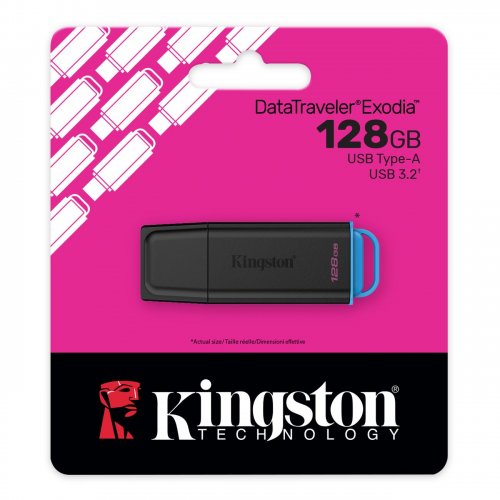 Накопитель Kingston DataTraveler Exodia 128GB USB 3.2 Gen 1 (DTXG2/128GB) Black/Blue купить в Украине: Киев, Днепр, Харьков, Одесса  | Низкая цена, отзывы, характеристики от TELEMART фото