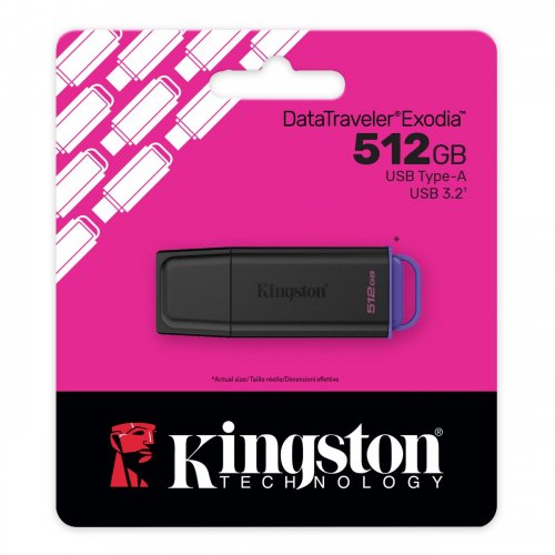 Накопитель Kingston DataTraveler Exodia 512GB USB 3.2 Gen 1 (DTXG2/512GB) Black/Purple купить в Украине: Киев, Днепр, Харьков, Одесса  | Низкая цена, отзывы, характеристики от TELEMART фото