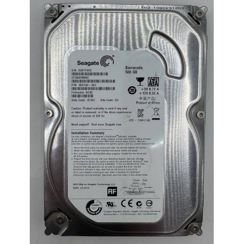 Жорсткий диск Seagate Barracuda 7200.12 500GB 16MB 7200RPM 3.5" (ST500DM002) (Відновлено продавцем, 877942) купити в Україні: Київ, Львів, Хмельницький, Тернопіль, Івано-Франківськ | Перевірка сумісності, низька ціна, відгуки, характеристики від TELEMART фото