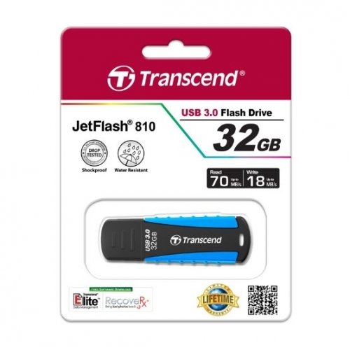 Купить Накопитель Transcend JetFlash 810 USB 3.0 32GB Blue (TS32GJF810) - цена в Харькове, Киеве, Днепре, Одессе
в интернет-магазине Telemart фото