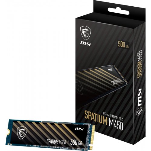 SSD-диск MSI SPATIUM M450 V1 3D NAND 500GB M.2 (2280 PCI-E) (S78-440K380-P83) купити в Україні: Київ, Львів, Хмельницький, Тернопіль, Івано-Франківськ | Перевірка сумісності, низька ціна, відгуки, характеристики від TELEMART фото