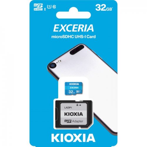 Карта памяти Kioxia microSDHC Exceria 32GB Class 10 UHS-I U1 (с адаптером) (LMEX1L032GG2) купить в Украине: Киев, Днепр, Харьков, Одесса  | Низкая цена, отзывы, характеристики от TELEMART фото