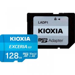 Карта пам'яті Kioxia microSDXC Exceria G3 128GB Class 10 UHS-I U3 A2 V30 (з адаптером) (LMEX3L128GG2)