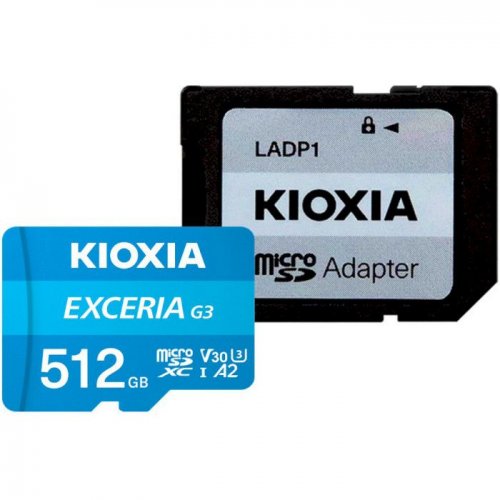 Карта пам'яті Kioxia microSDXC Exceria G3 512GB Class 10 UHS-I U3 A2 V30 (з адаптером) (LMEX3L512GG2) купити в Україні: Київ, Львів, Хмельницький, Тернопіль, Івано-Франківськ | Низька ціна, відгуки, характеристики від TELEMART фото