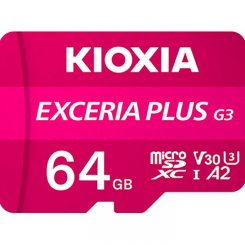Карта памяти Kioxia microSDXC Exceria Plus G3 64GB Class 10 UHS-I U3 A2 V30 (LMPL3M064GG2)