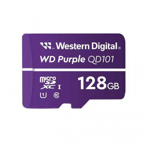 Карта пам'яті Western Digital microSDXC Purple QD101 128GB Class 10 UHS-I (WDD128G1P0C) купити в Україні: Київ, Львів, Хмельницький, Тернопіль, Івано-Франківськ | Низька ціна, відгуки, характеристики від TELEMART фото