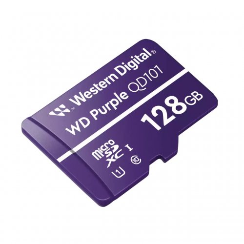 Карта пам'яті Western Digital microSDXC Purple QD101 128GB Class 10 UHS-I (WDD128G1P0C) купити в Україні: Київ, Львів, Хмельницький, Тернопіль, Івано-Франківськ | Низька ціна, відгуки, характеристики від TELEMART фото