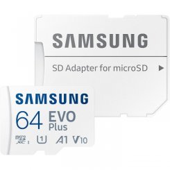 Карта памяти Samsung microSDXC Evo Plus 64GB Class 10 UHS-I U1 A1 V10 (с адаптером) (MB-MC64SA/EU)