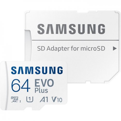 Карта памяти Samsung microSDXC Evo Plus 64GB Class 10 UHS-I U1 A1 V10 (с адаптером) (MB-MC64SA/EU) купить в Украине: Киев, Днепр, Харьков, Одесса  | Низкая цена, отзывы, характеристики от TELEMART фото