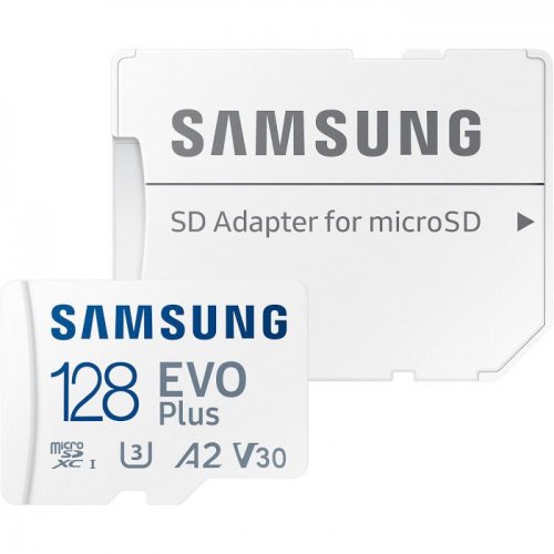 Карта памяти Samsung microSDXC Evo Plus 128GB Class 10 UHS-I U3 A2 V30 (с адаптером) (MB-MC128SA/EU) купить в Украине: Киев, Днепр, Харьков, Одесса  | Низкая цена, отзывы, характеристики от TELEMART фото