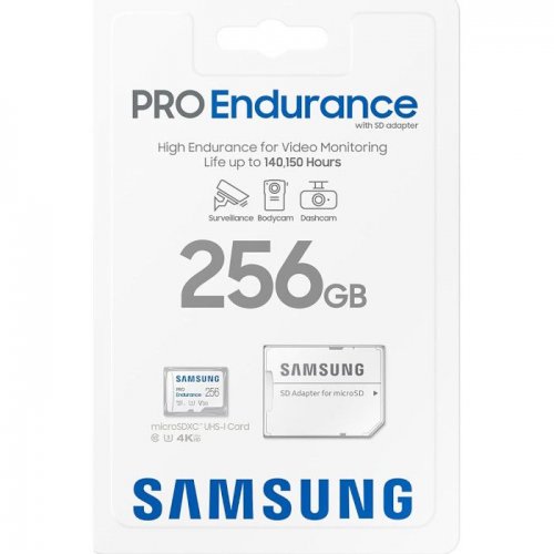 Карта памяти Samsung microSDXC Pro Endurance 256GB Class 10 UHS-I U3 V30 (с адаптером) (MB-MJ256KA/EU) купить в Украине: Киев, Днепр, Харьков, Одесса  | Низкая цена, отзывы, характеристики от TELEMART фото