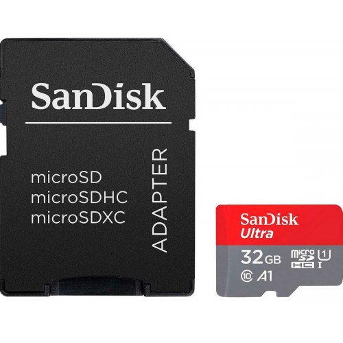 Карта памяти SanDisk microSDHC Ultra 32GB Class 10 UHS-I A1 (с адаптером) (SDSQUA4-032G-GN6IA) купить в Украине: Киев, Днепр, Харьков, Одесса  | Низкая цена, отзывы, характеристики от TELEMART фото
