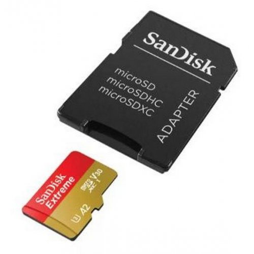 Карта памяти SanDisk microSDXC Extreme 128GB Class 10 UHS-I U3 A2 V30 (с адаптером) (SDSQXAA-128G-GN6AA) купить в Украине: Киев, Днепр, Харьков, Одесса  | Низкая цена, отзывы, характеристики от TELEMART фото