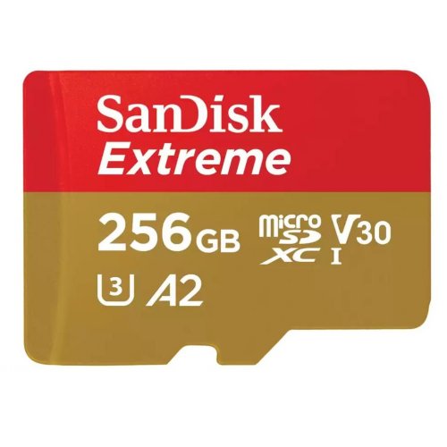 Карта памяти SanDisk microSDXC Extreme 256GB Class 10 UHS-I U3 A2 V30 (с адаптером) (SDSQXAV-256G-GN6MA) купить в Украине: Киев, Днепр, Харьков, Одесса  | Низкая цена, отзывы, характеристики от TELEMART фото