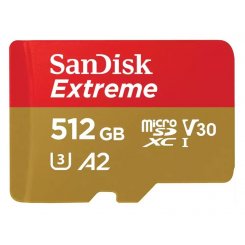 Карта памяти SanDisk microSDXC Extreme 512GB Class 10 UHS-I U3 A2 V30 (с адаптером) (SDSQXAV-512G-GN6MA)