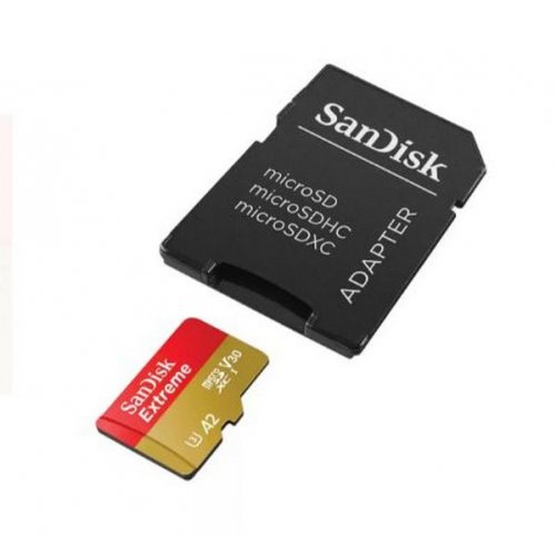Карта памяти SanDisk microSDXC Extreme 64GB Class 10 UHS-I U3 A2 V30 (с адаптером) (SDSQXAH-064G-GN6AA) купить в Украине: Киев, Днепр, Харьков, Одесса  | Низкая цена, отзывы, характеристики от TELEMART фото