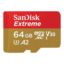 Карта пам'яті SanDisk microSDXC Extreme 64GB Class 10 UHS-I U3 A2 V30 (з адаптером) (SDSQXAH-064G-GN6MA)