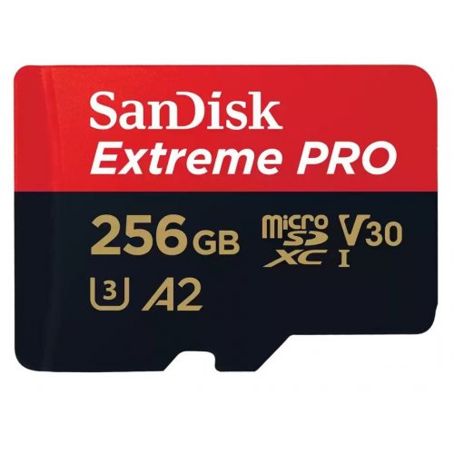 Карта пам'яті SanDisk microSDXC Extreme Pro 256GB Class 10 UHS-I U3 A2 V30 (з адаптером) (SDSQXCD-256G-GN6MA) купити в Україні: Київ, Львів, Хмельницький, Тернопіль, Івано-Франківськ | Низька ціна, відгуки, характеристики від TELEMART фото