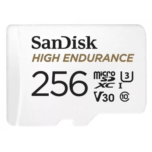 Карта пам'яті SanDisk microSDXC High Endurance 256GB Class 10 UHS-I U3 V30 (SDSQQNR-256G-GN6IA) купити в Україні: Київ, Львів, Хмельницький, Тернопіль, Івано-Франківськ | Низька ціна, відгуки, характеристики від TELEMART фото