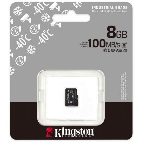 Карта памяти Kingston microSDHC Industrial 8GB Class 10 UHS-I U3 A1 V30 (SDCIT2/8GBSP) купить в Украине: Киев, Днепр, Харьков, Одесса  | Низкая цена, отзывы, характеристики от TELEMART фото