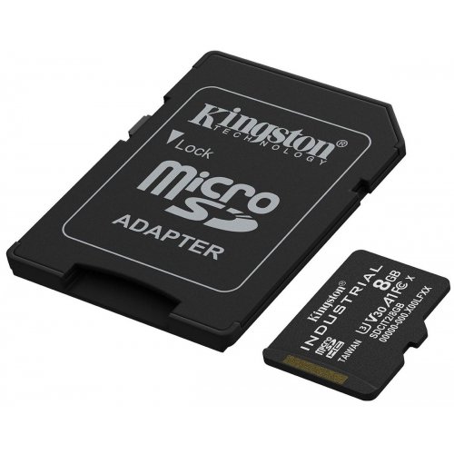 Карта памяти Kingston microSDHC Industrial 8GB Class 10 UHS-I U3 A1 V30 (с адаптером) (SDCIT2/8GB) купить в Украине: Киев, Днепр, Харьков, Одесса  | Низкая цена, отзывы, характеристики от TELEMART фото