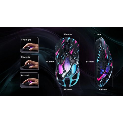 Мышка GravaStar Mercury X Pro 8K RGB Wireless (GS_X_PRO_CG_BLK) Neon Graffiti купить в Украине: Киев, Днепр, Харьков, Одесса  | Низкая цена, отзывы, характеристики от TELEMART фото