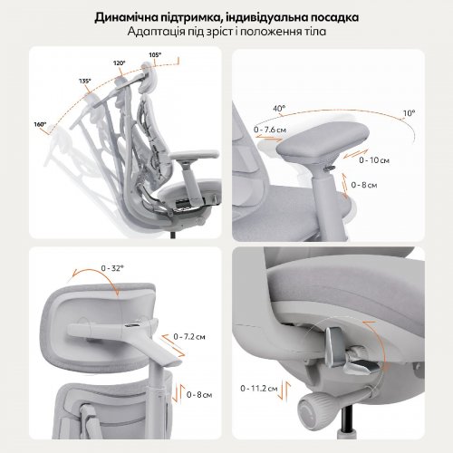 Эргономичное кресло LiberNovo Omni (CP-GW-0000015-00-00) Space Gray купить в Украине: Киев, Днепр, Харьков, Одесса  | Низкая цена, отзывы, характеристики от TELEMART фото
