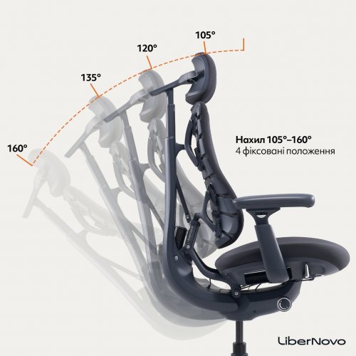 Ергономічне крісло LiberNovo Omni (CP-GW-0000015-00-01) Midnight Black купити в Україні: Київ, Львів, Хмельницький, Тернопіль, Івано-Франківськ | Низька ціна, відгуки, характеристики від TELEMART фото