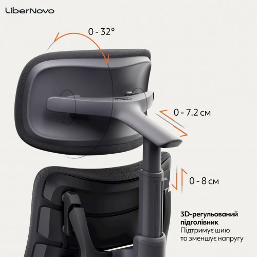 Ергономічне крісло LiberNovo Omni (CP-GW-0000015-00-01) Midnight Black купити в Україні: Київ, Львів, Хмельницький, Тернопіль, Івано-Франківськ | Низька ціна, відгуки, характеристики від TELEMART фото