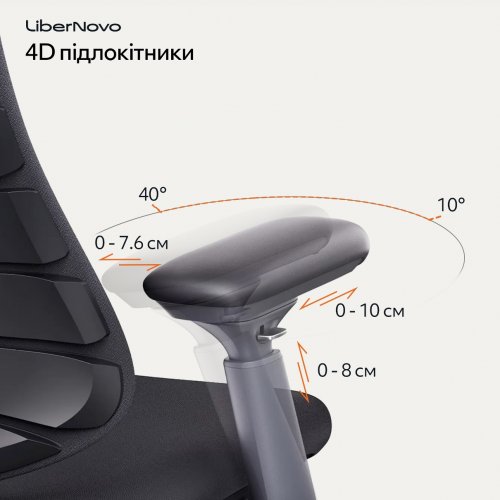 Ергономічне крісло LiberNovo Omni (CP-GW-0000015-00-01) Midnight Black купити в Україні: Київ, Львів, Хмельницький, Тернопіль, Івано-Франківськ | Низька ціна, відгуки, характеристики від TELEMART фото