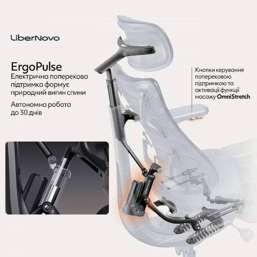 Ергономічне крісло LiberNovo Omni (CP-GW-0000015-00-01) Midnight Black купити в Україні: Київ, Львів, Хмельницький, Тернопіль, Івано-Франківськ | Низька ціна, відгуки, характеристики від TELEMART фото