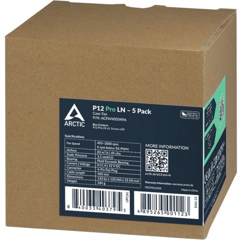 Набір кулерів для корпусу Arctic P12 Pro LN (5-Fan Pack) (ACFAN00349A) Black купити в Україні: Київ, Львів, Хмельницький, Тернопіль, Івано-Франківськ | Перевірка сумісності, низька ціна, відгуки, характеристики від TELEMART фото