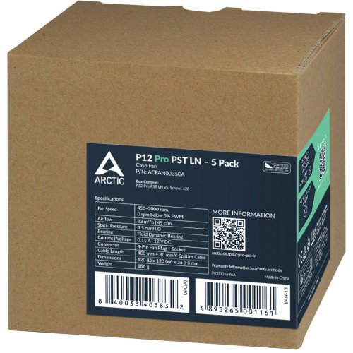 Набір кулерів для корпусу Arctic P12 Pro PST LN (5-Fan Pack) (ACFAN00350A) Black купити в Україні: Київ, Львів, Хмельницький, Тернопіль, Івано-Франківськ | Перевірка сумісності, низька ціна, відгуки, характеристики від TELEMART фото
