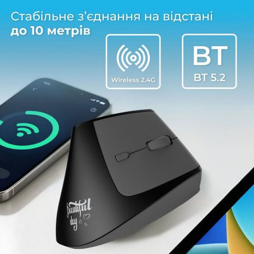 Мышка Ajazz i300 Wireless (I300-B) Black купить в Украине: Киев, Днепр, Харьков, Одесса  | Низкая цена, отзывы, характеристики от TELEMART фото