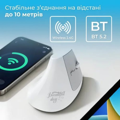 Мышка Ajazz i300 Wireless (I300-W) White купить в Украине: Киев, Днепр, Харьков, Одесса  | Низкая цена, отзывы, характеристики от TELEMART фото
