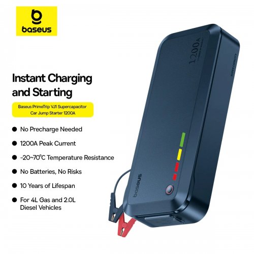 Пускозарядний пристрій Baseus PrimeTrip VJ1 Supercapacitor Car Jump Starter 1200A (C00269000121-00) Cosmic Black купити в Україні: Київ, Львів, Хмельницький, Тернопіль, Івано-Франківськ | Низька ціна, відгуки, характеристики від TELEMART фото