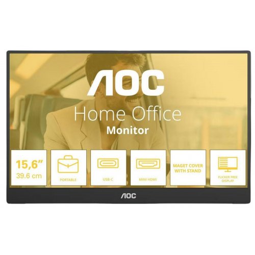 Монитор AOC 15.6" 16T20E2 Black купить в Украине: Киев, Днепр, Харьков, Одесса  | Низкая цена, отзывы, характеристики от TELEMART фото