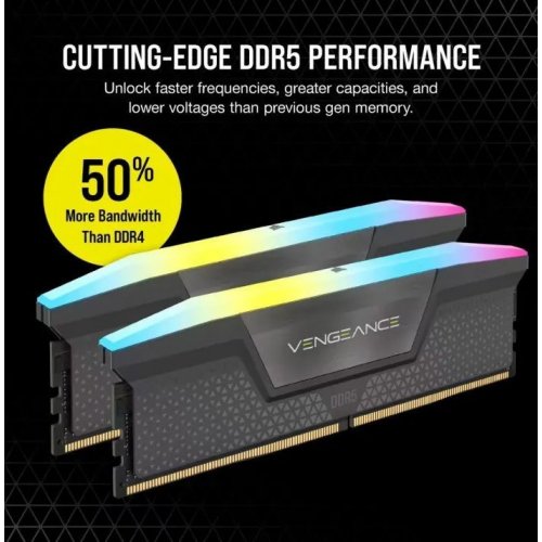 ОЗУ Corsair DDR5 64GB (2x32GB) 5600Mhz Vengeance RGB Grey (CMH64GX5M2B5600Z40K) купить в Украине: Киев, Днепр, Харьков, Одесса  | Проверка совместимости, низкая цена, отзывы, характеристики от TELEMART фото