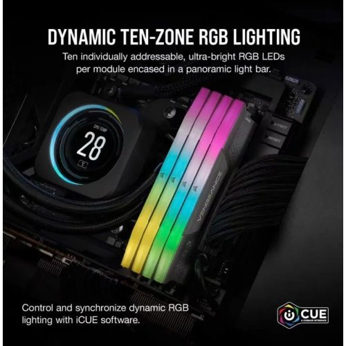 ОЗУ Corsair DDR5 64GB (2x32GB) 5600Mhz Vengeance RGB Grey (CMH64GX5M2B5600Z40K) купить в Украине: Киев, Днепр, Харьков, Одесса  | Проверка совместимости, низкая цена, отзывы, характеристики от TELEMART фото