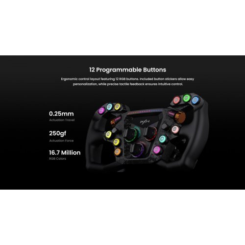 Руль PXN GT One Steering (6948052904294) Black купить в Украине: Киев, Днепр, Харьков, Одесса  | Низкая цена, отзывы, характеристики от TELEMART фото