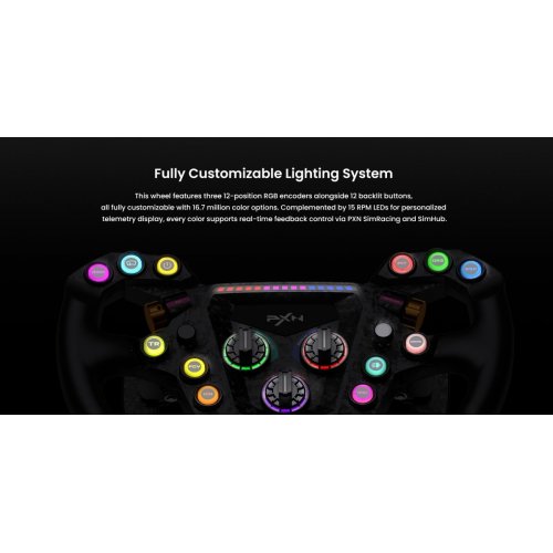 Руль PXN GT One Steering (6948052904294) Black купить в Украине: Киев, Днепр, Харьков, Одесса  | Низкая цена, отзывы, характеристики от TELEMART фото