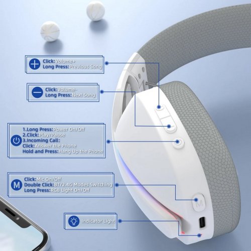 Наушники Attack Shark L90 Wireless (AS-L90-W) White (Восстановлено продавцом, 879031) купить в Украине: Киев, Днепр, Харьков, Одесса  | Низкая цена, отзывы, характеристики от TELEMART фото