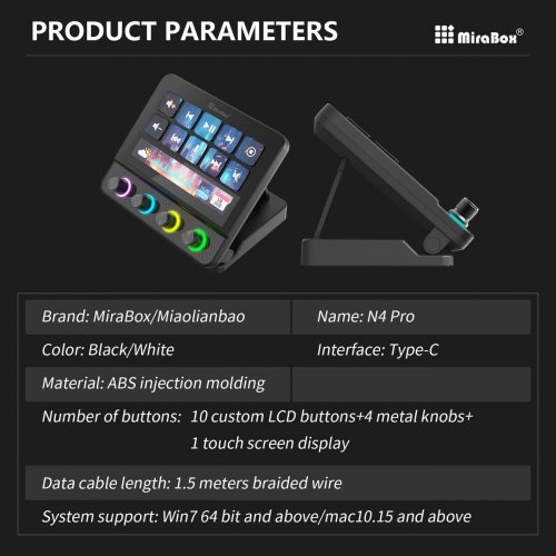 Контролер для стрімінга MiraBox Stream Dock N4 Pro Black (Відновлено продавцем, 879044) купити в Україні: Київ, Львів, Хмельницький, Тернопіль, Івано-Франківськ | Низька ціна, відгуки, характеристики від TELEMART фото
